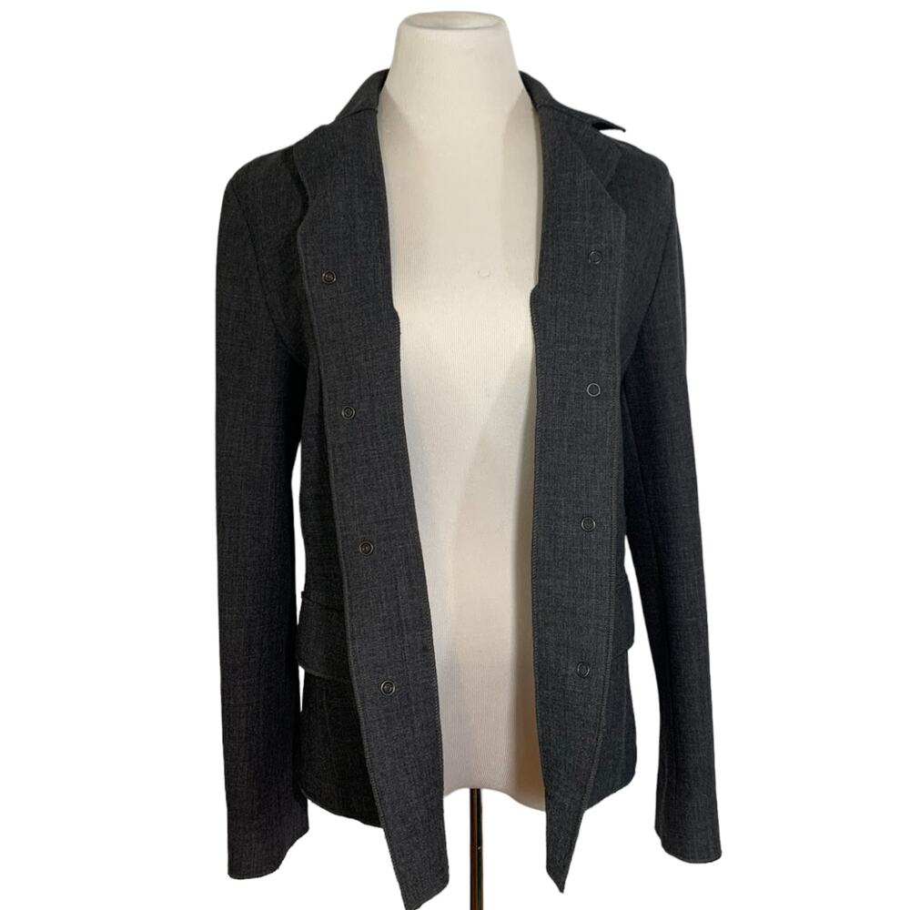 Seventy Virgin Wool Lightweight Heather Blazer Jacket in Charcoal Size Small